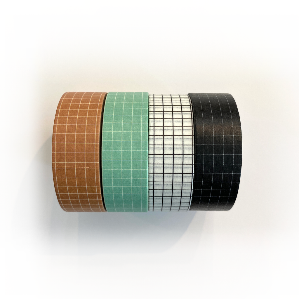 Solid Color Grid Washi Tape - Black