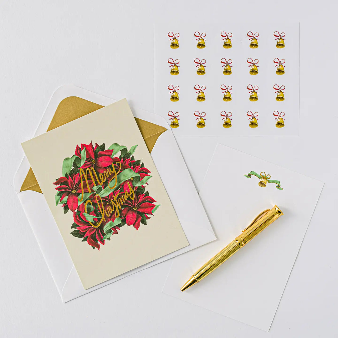 Christmas Poinsettias Luxury Stationery Set