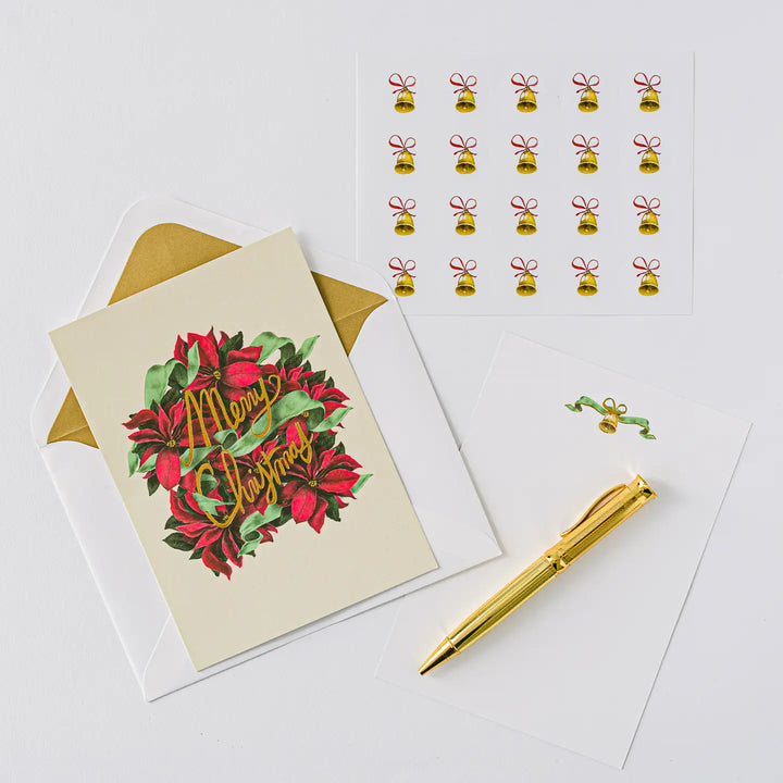 Christmas Poinsettias Luxury Stationery Set