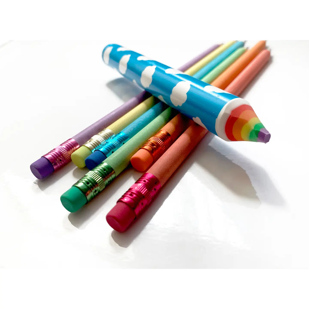 Recycled Rainbow Pencil & Eraser Set