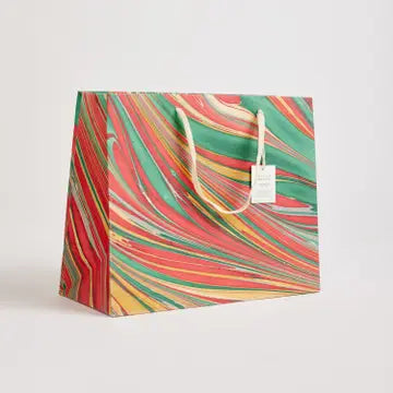 Hand Marbled Gift Bags - Striations Festive Mix