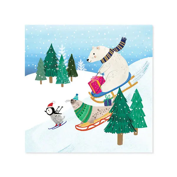 Arctic Sledding Treasures Pop-up Card