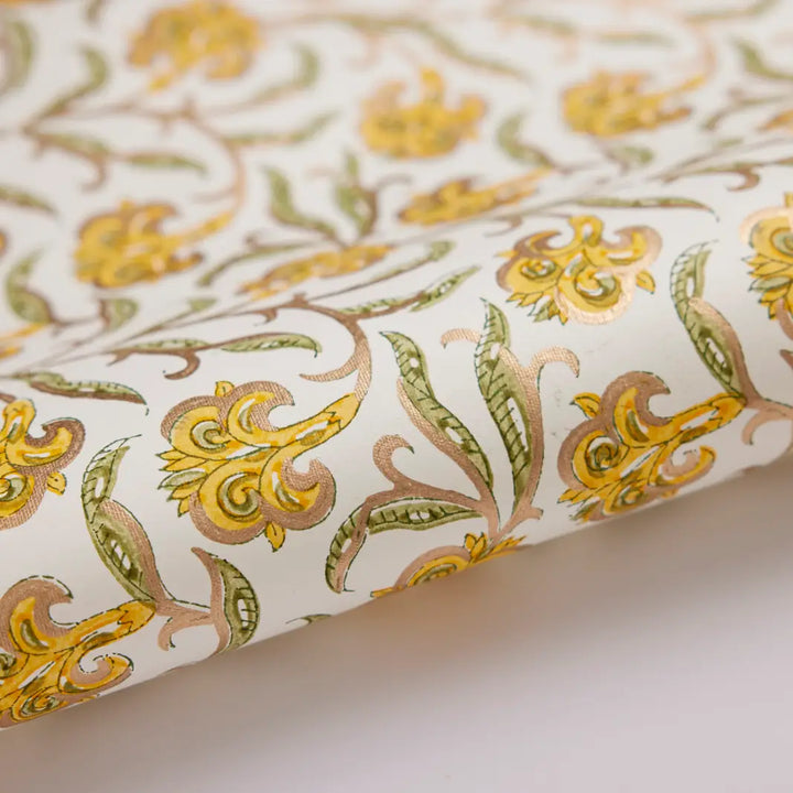 Hand Block Printed Gift Wrap Sheets - Iris Glitz Sunshine (Roll)