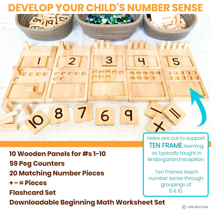 Counting Pegs Math Toy Set and Frame Addition Cards