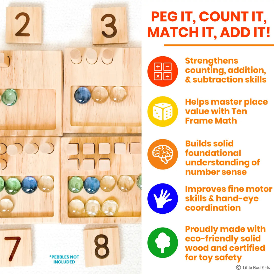 Counting Pegs Math Toy Set and Frame Addition Cards