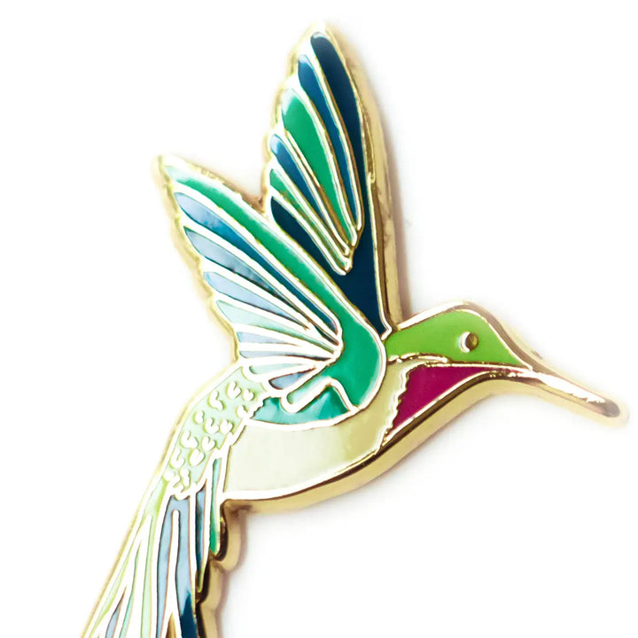 Hummingbird and Lillies Lapel Pin