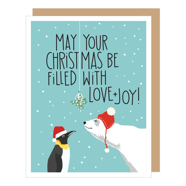 Holiday Penguin Polar Bear Christmas Card