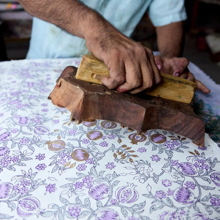 Hand Block Printed Gift Wrap Sheets - Pomegranate Lavender (Roll)