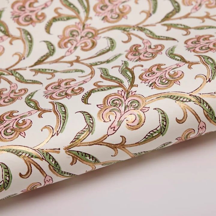 Hand Block Printed Gift Wrap Sheets - Iris Glitz Blush (Roll)