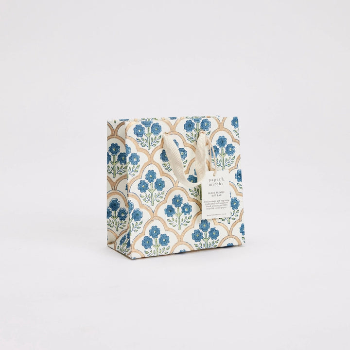 Hand Block Printed Gift Bags - Trellis Indigo