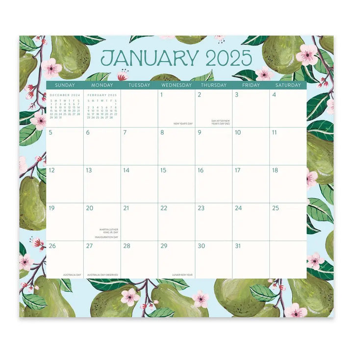 2025 Fruit & Flora Magnetic Monthly Pad (Aug 2024 - Dec 2025)