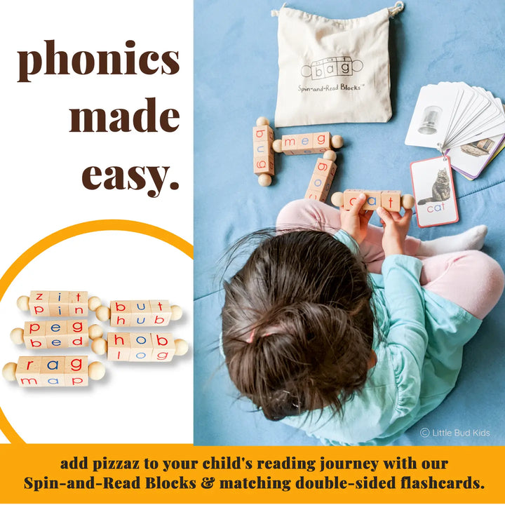 Spin-and-Read Montessori Phonetic Reading Blocks and CVC Cards
