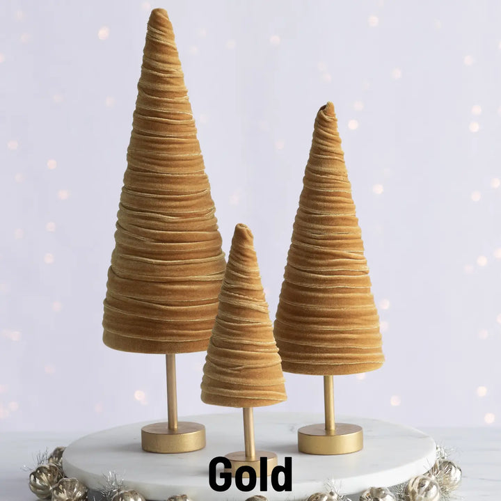 Handmade Pedestal Velvet Trees (Set of 3)