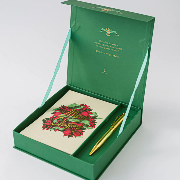 Christmas Poinsettias Luxury Stationery Set