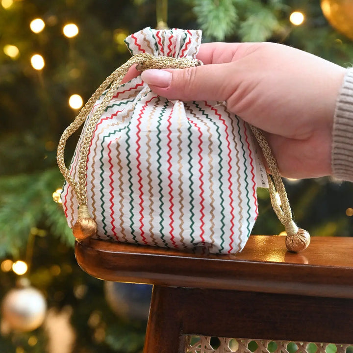 Fabric Gift Bag - Festive Stripes