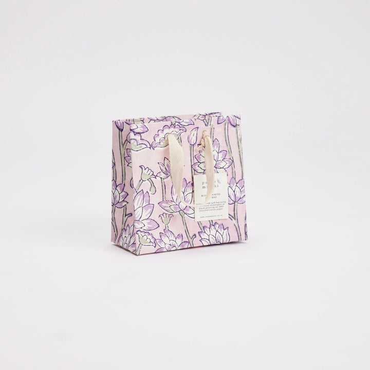 Hand Block Printed Gift Bags - Lotus Lavender