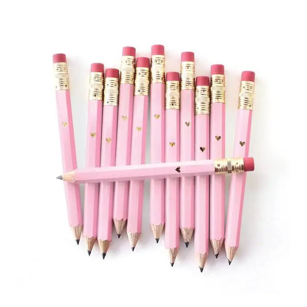 Gold Heart Mini Pencils