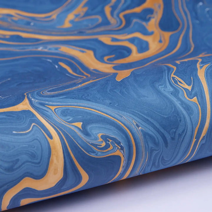 Hand Marbled Gift Wrap Sheets - Ink Blue (Roll)