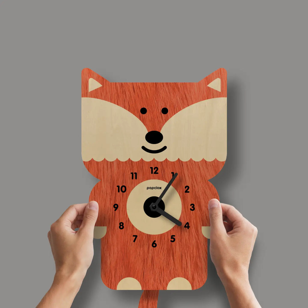 Wooden Fox Pendulum Clock