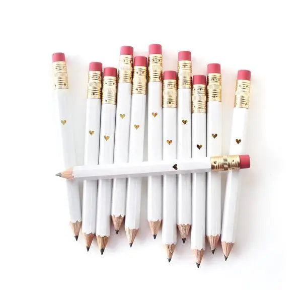 Gold Heart Mini Pencils