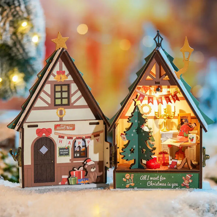 DIY Miniature House Kit: Twinkling Christmas House