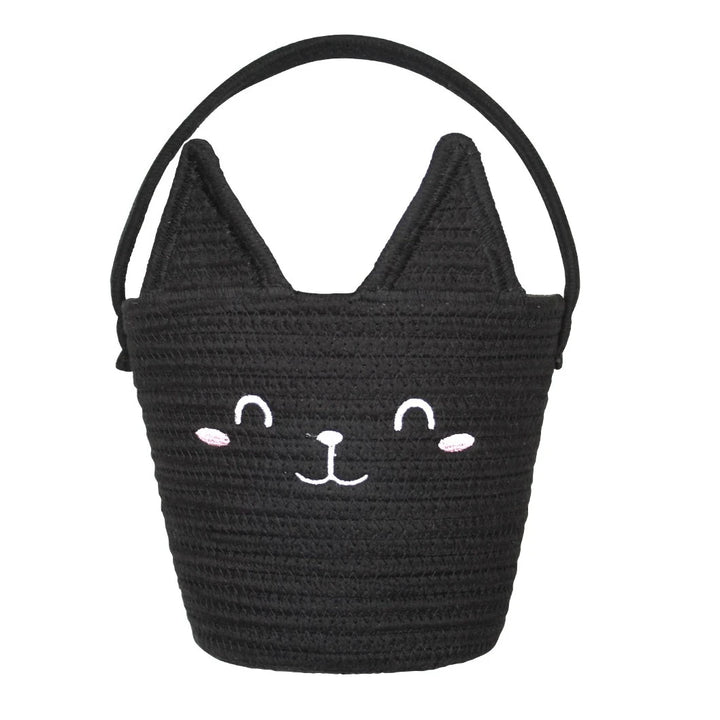 Black Cat Trick or Treat Rope Basket