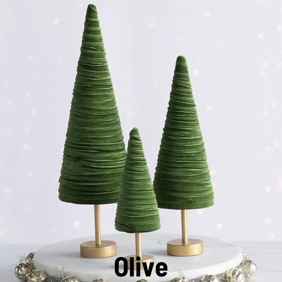 Handmade Pedestal Velvet Trees (Set of 3)