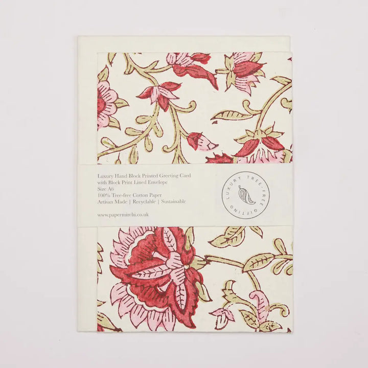 Hand Block Printed Greeting Card - Flora Festive Mix