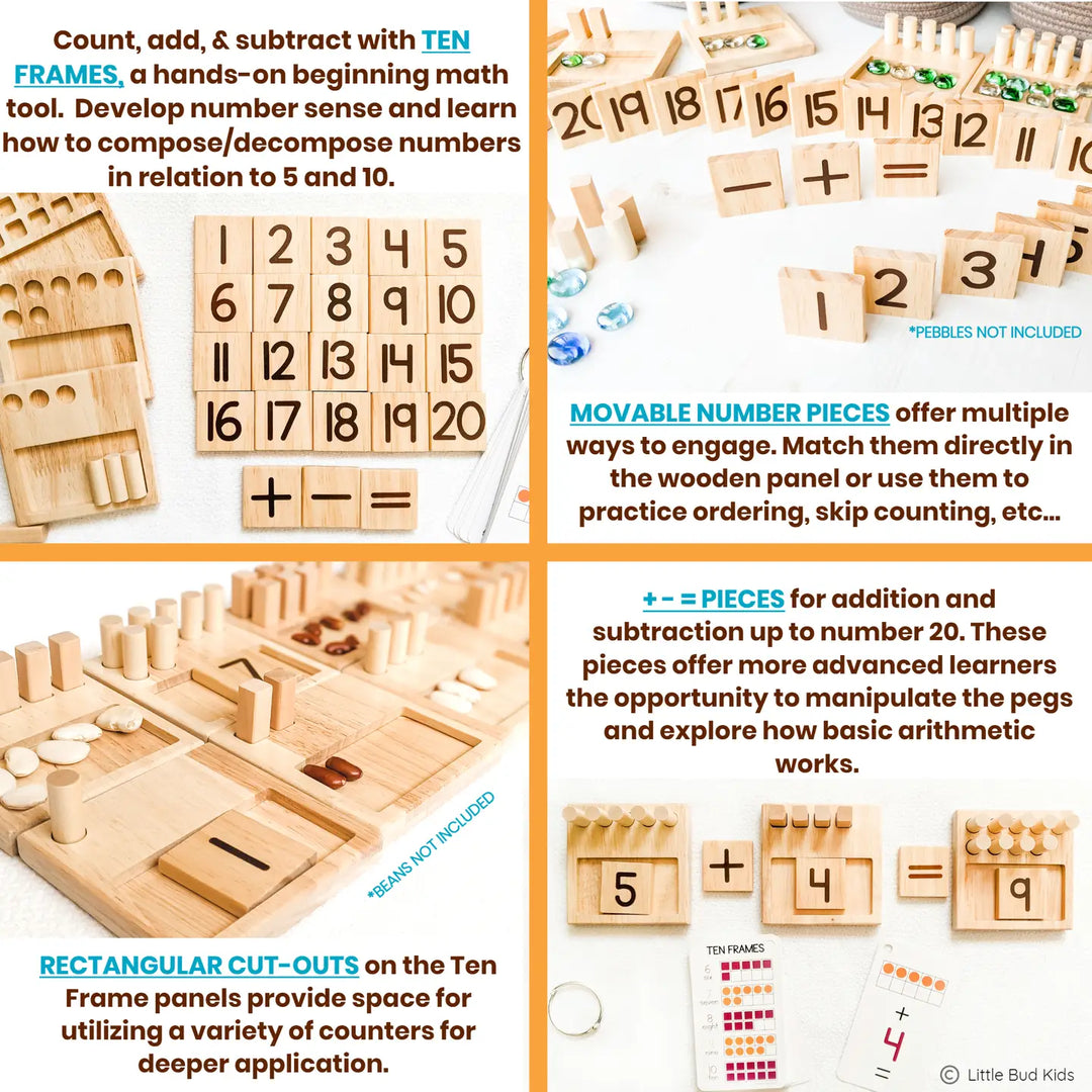 Counting Pegs Math Toy Set and Frame Addition Cards