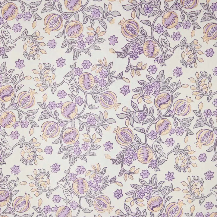 Hand Block Printed Gift Wrap Sheets - Pomegranate Lavender (Roll)