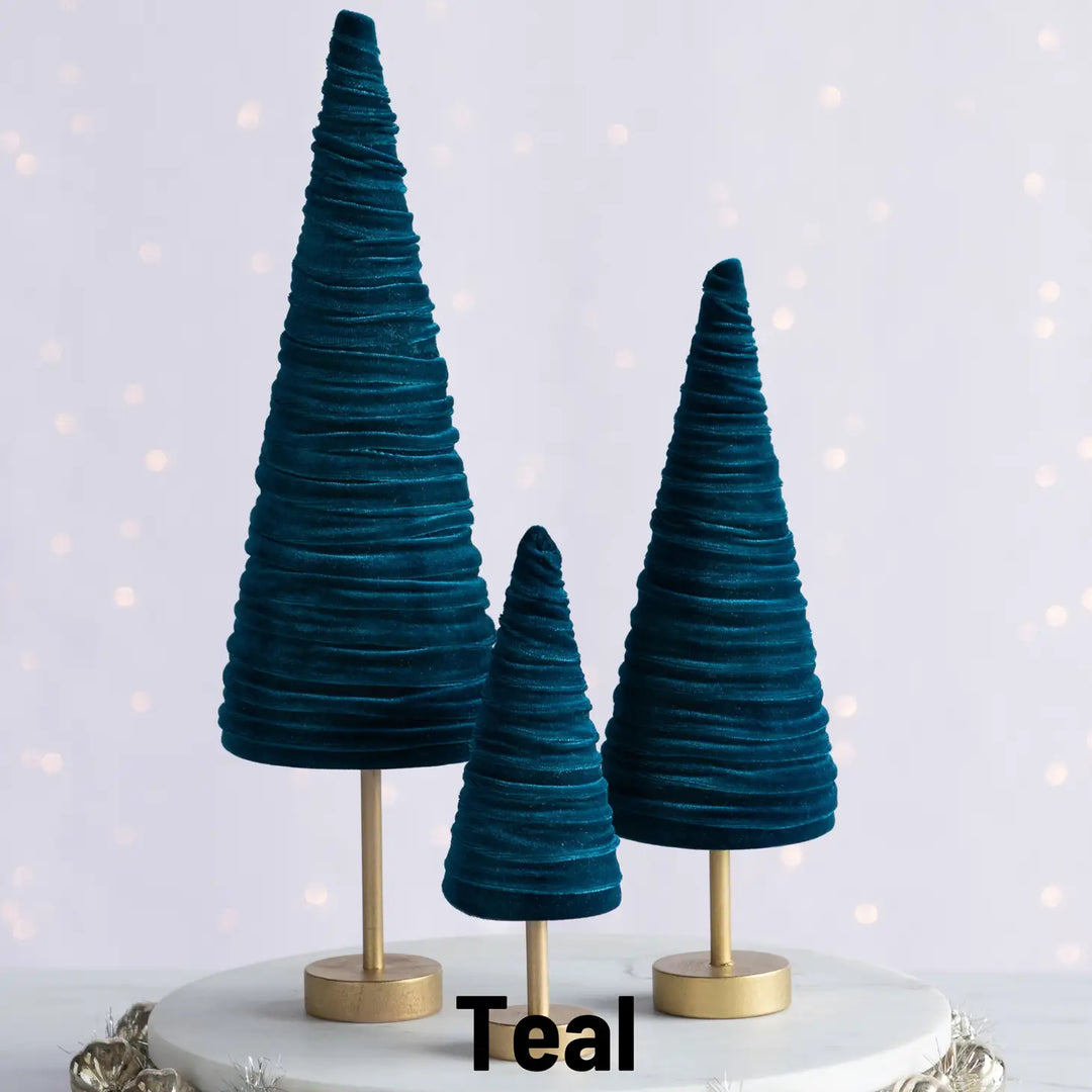 Handmade Pedestal Velvet Trees (Set of 3)