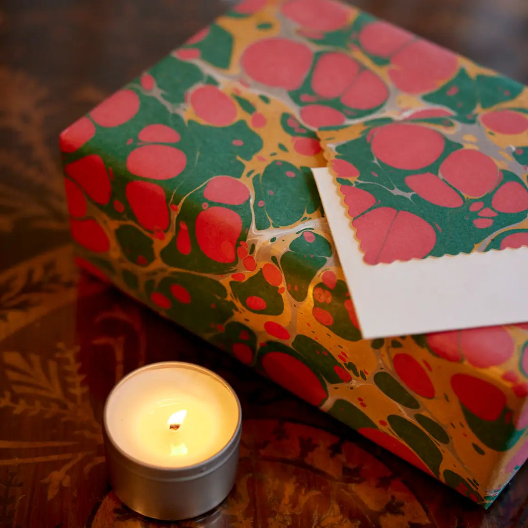 Hand Marbled Gift Wrap Sheets - Stone Festive Mix (Roll)