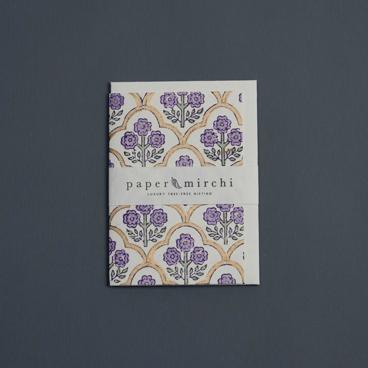 Hand Block Printed Greeting Card - Trellis Lavender