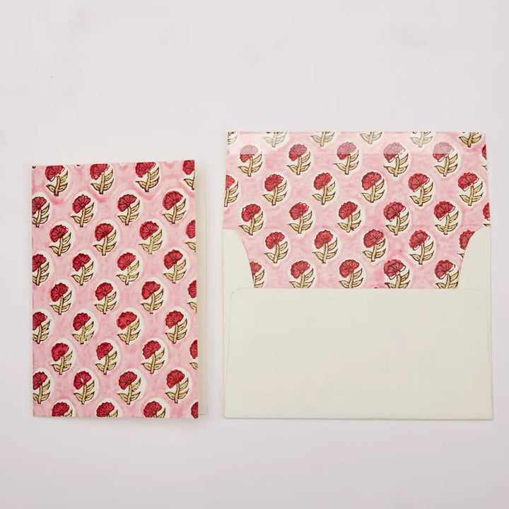 Hand Block Printed Greeting Card - Daisy Festive Mix