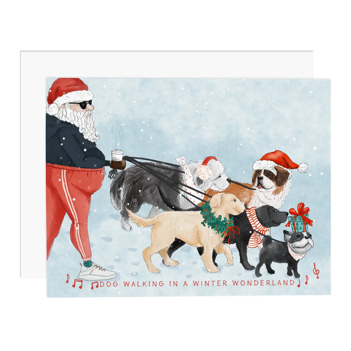 Dog Walking in a Winter Wonderland Card