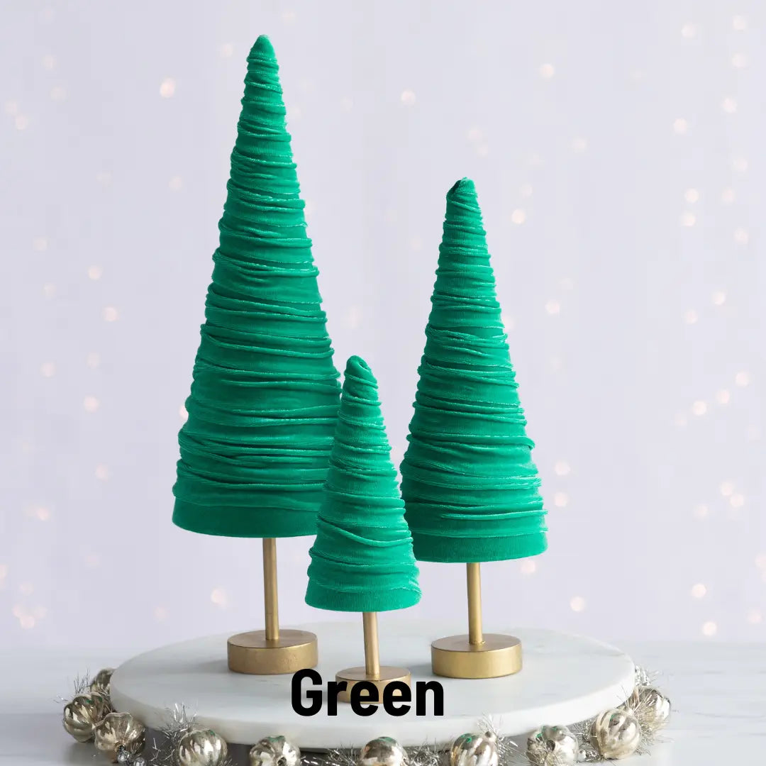 Handmade Pedestal Velvet Trees (Set of 3)