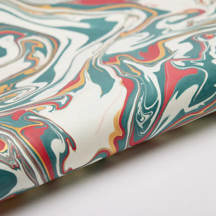 Hand Marbled Gift Wrap Sheets - Free Spirit Festive Mix (Roll)