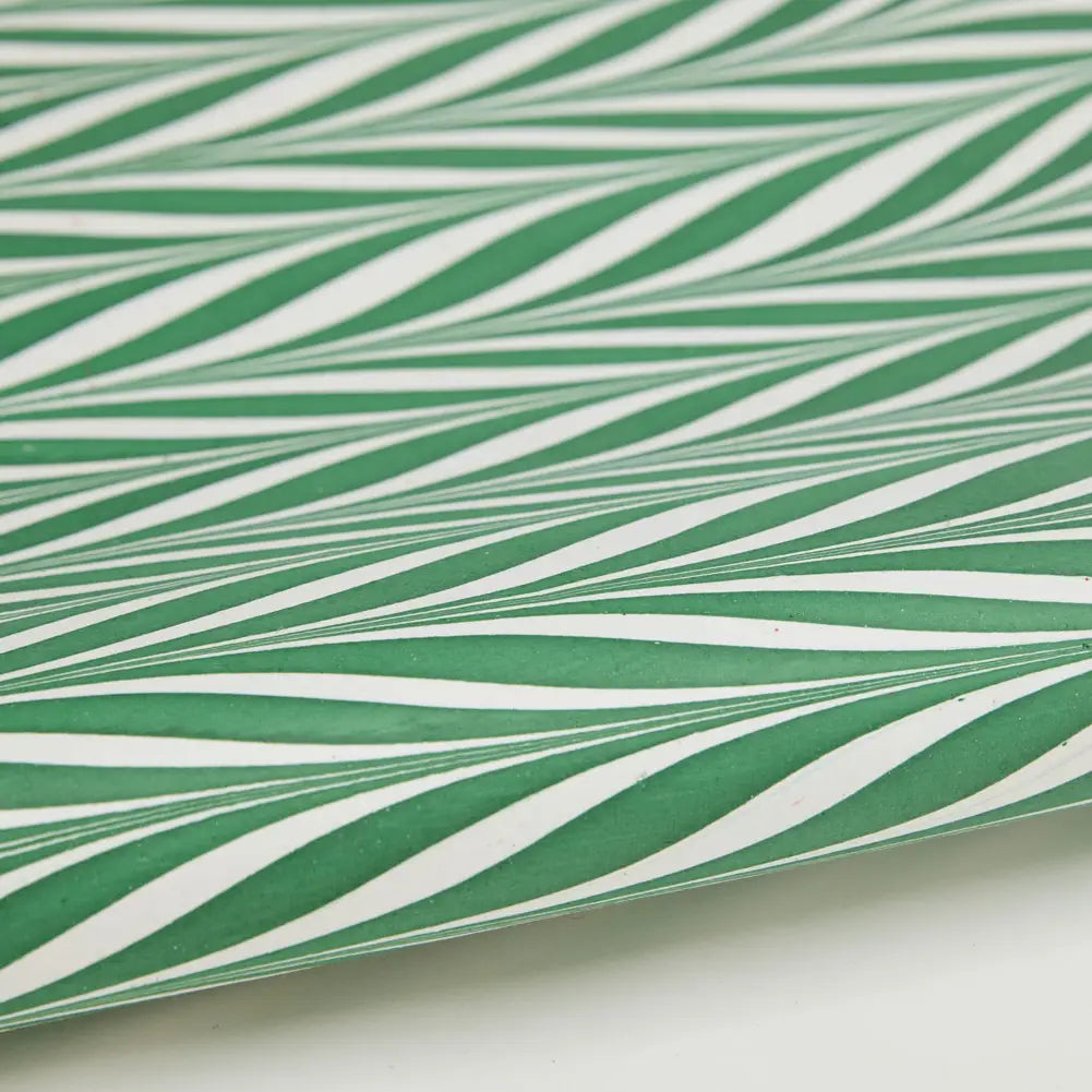 Hand Marbled Gift Wrap Sheets - Candy Stripes Green (Roll)