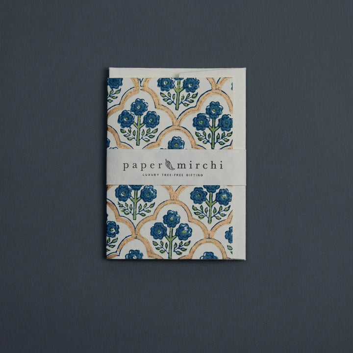 Hand Block Printed Greeting Card - Trellis Indigo