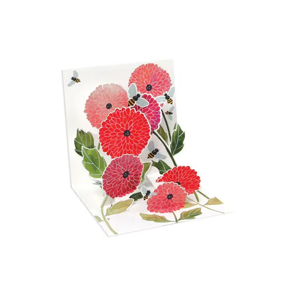 Dahlias and Bees Trinkets Pop-up Card