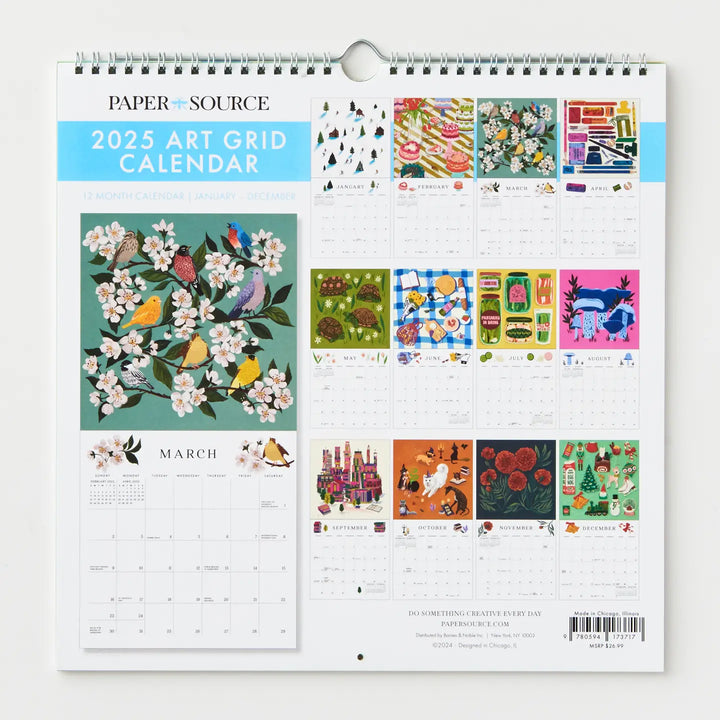 2025 Art Grid Wall Calendar