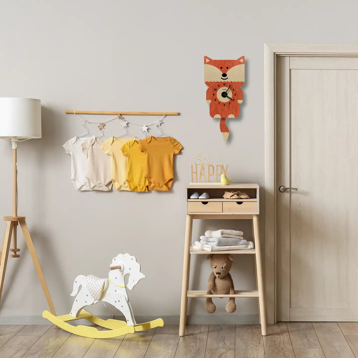 Wooden Fox Pendulum Clock