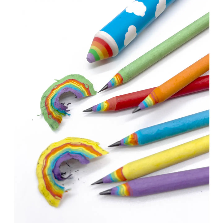 Recycled Rainbow Pencil & Eraser Set