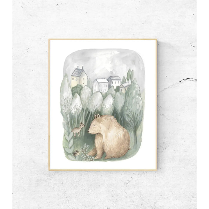 Woodland Bear Kids Art Print