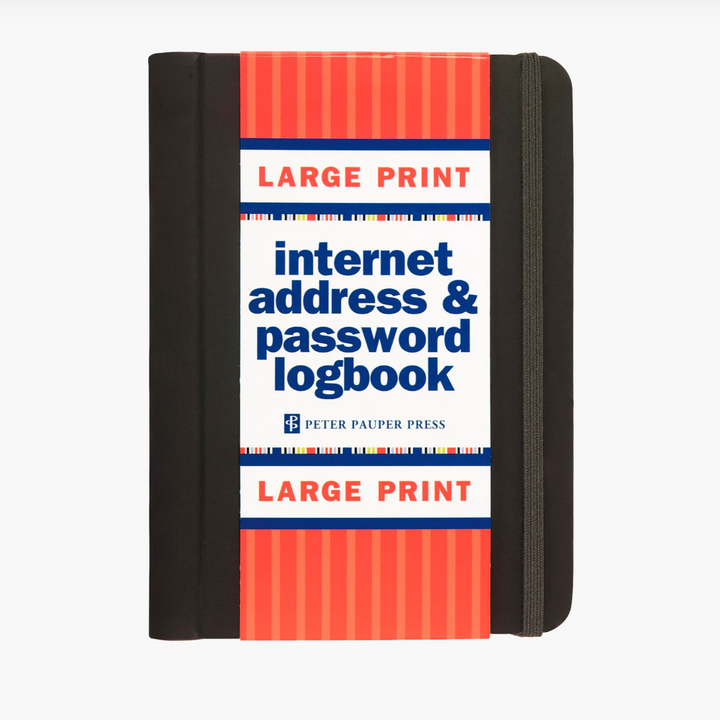 Internet Address & Password Logbook Black (Large Print)