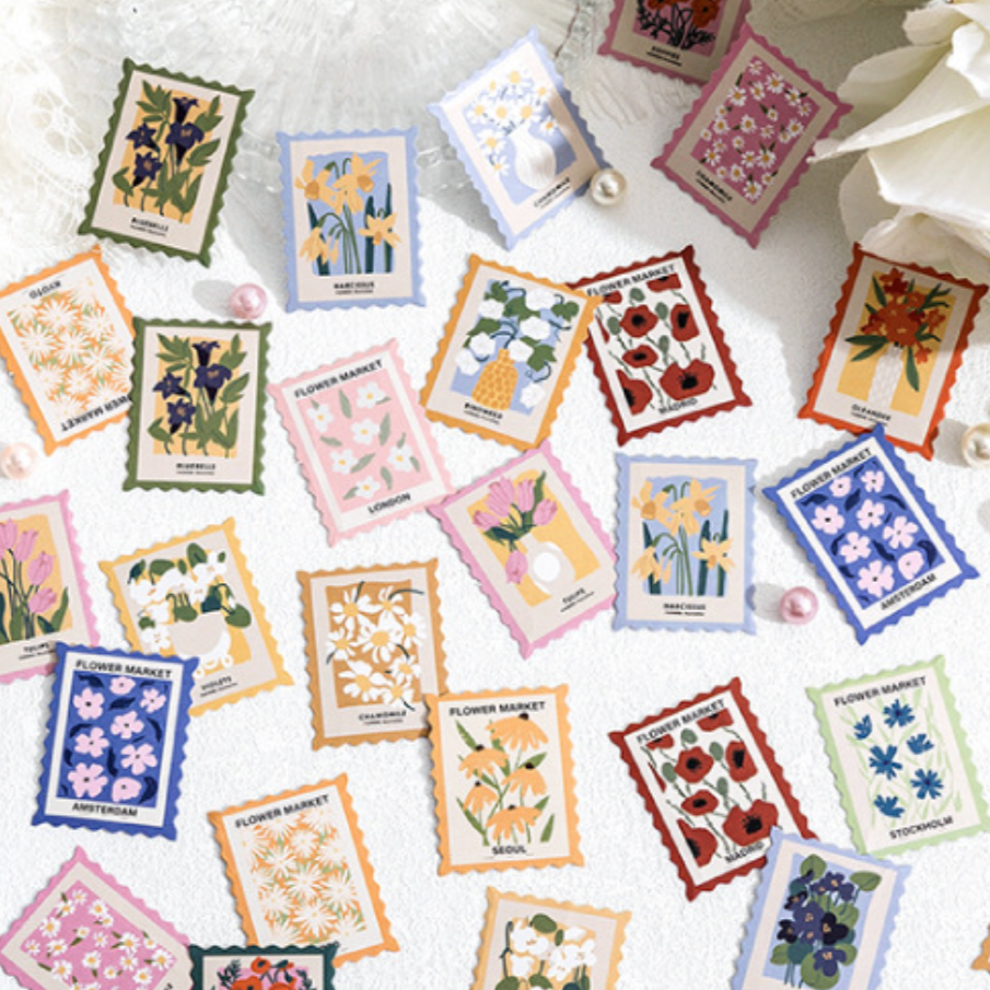 Flower Post Office Stickers - pack of 45