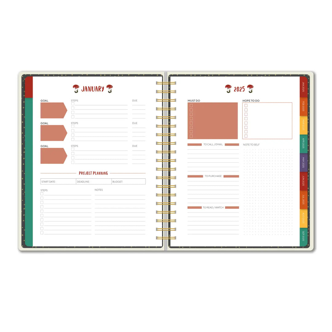 2025 Mushrooms High Note Deluxe Hardcover Planner (August 2024-December 2025)