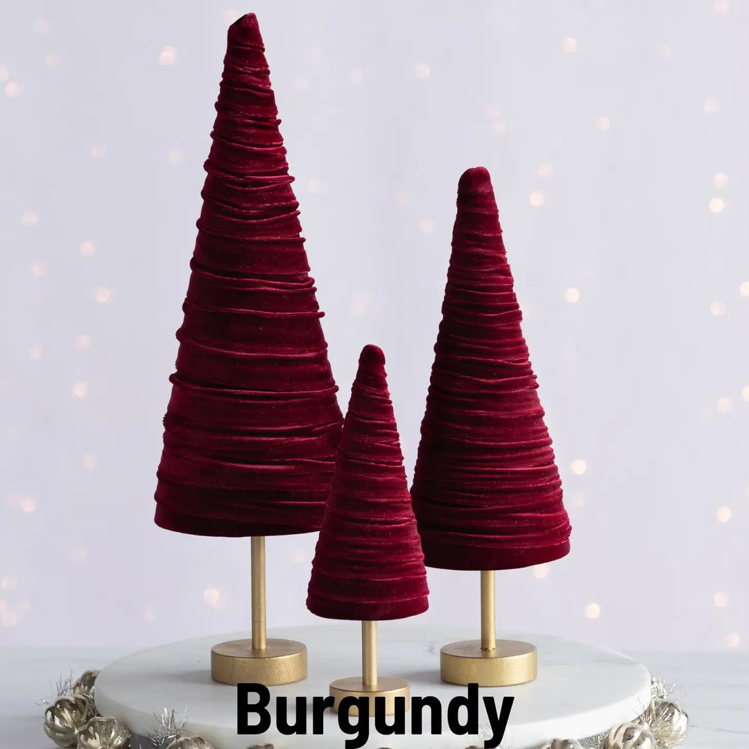 Handmade Pedestal Velvet Trees (Set of 3)