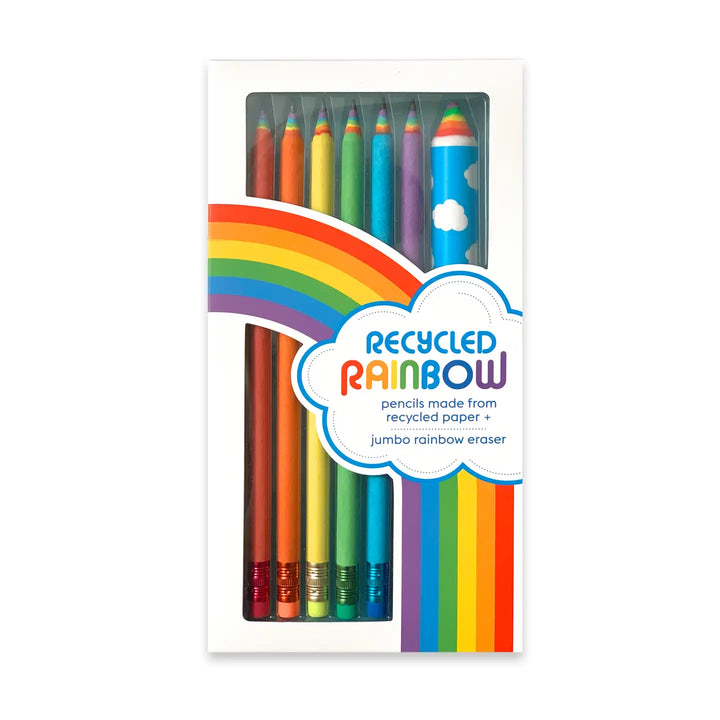 Recycled Rainbow Pencil & Eraser Set