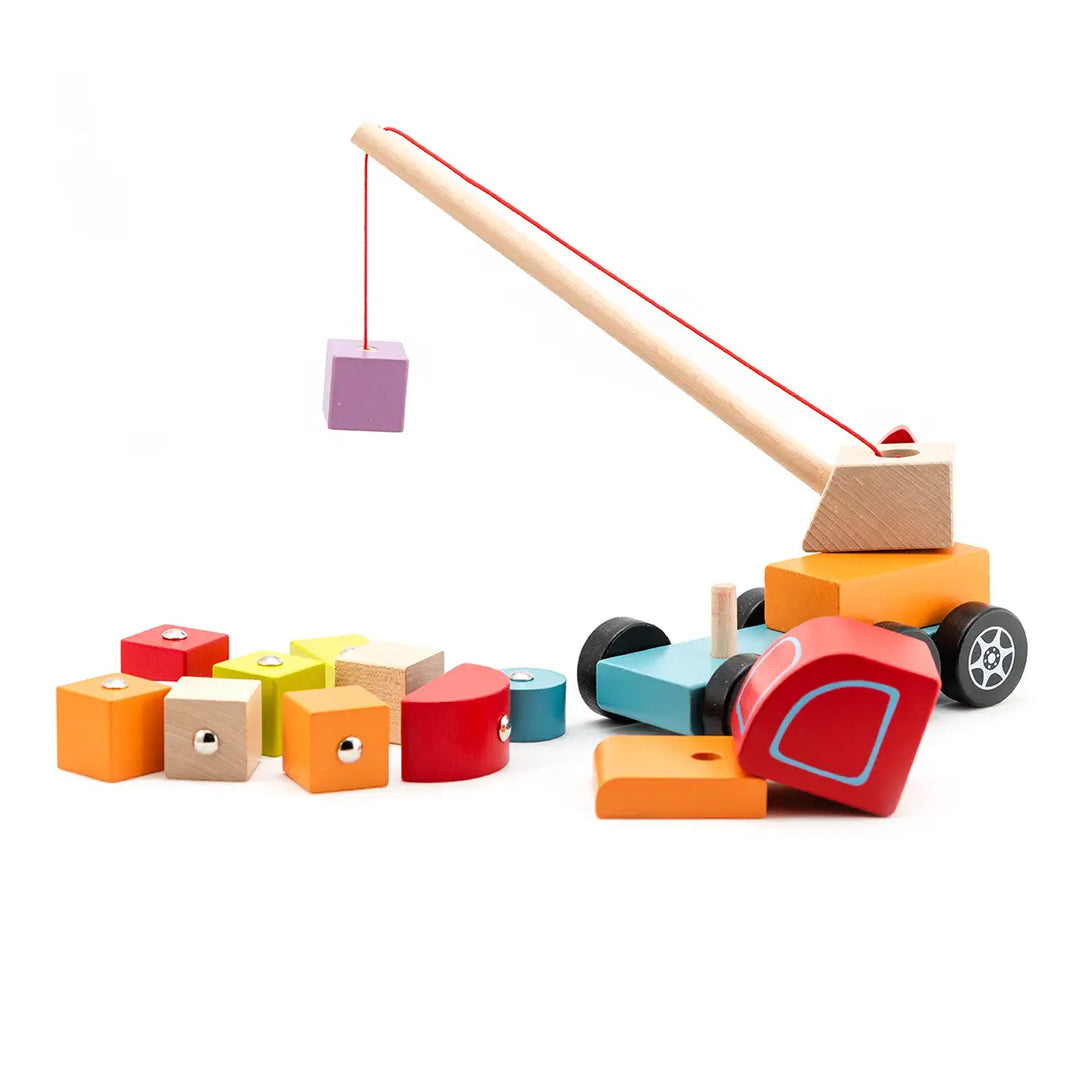 Wooden Toy Crane Truck